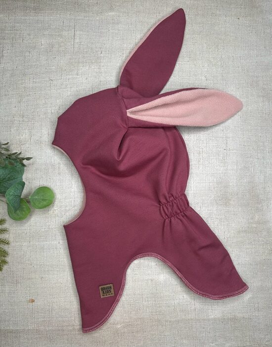 Ziemas ķivercepure ar zaķa austiņām - Tumši veci rozā ar gaišāku flīsa oderi